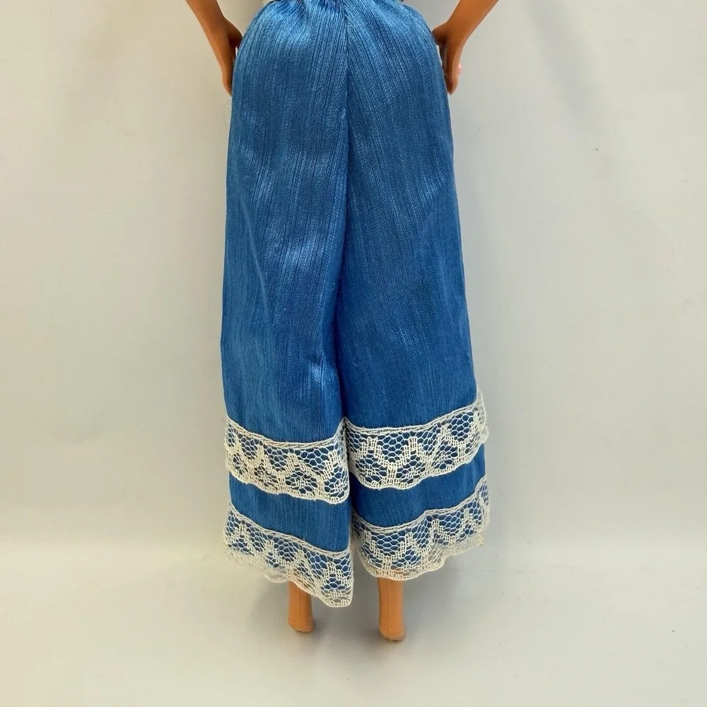 Vtg Barbie Fashion Fun‎ Romantic Nights Blue Satin Dress #5712 Lace Trim Flawed